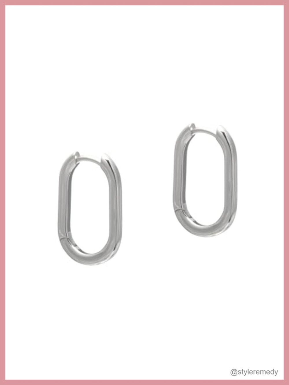 Sterling Silver 1 Inch Chunky Oval Hoop Huggie Earrings for Women